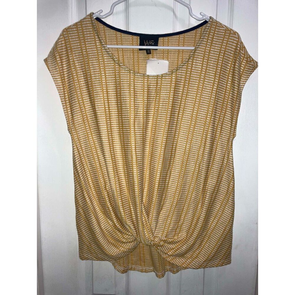 Large W5 Anthropology Yellow Knot Front Blouse
